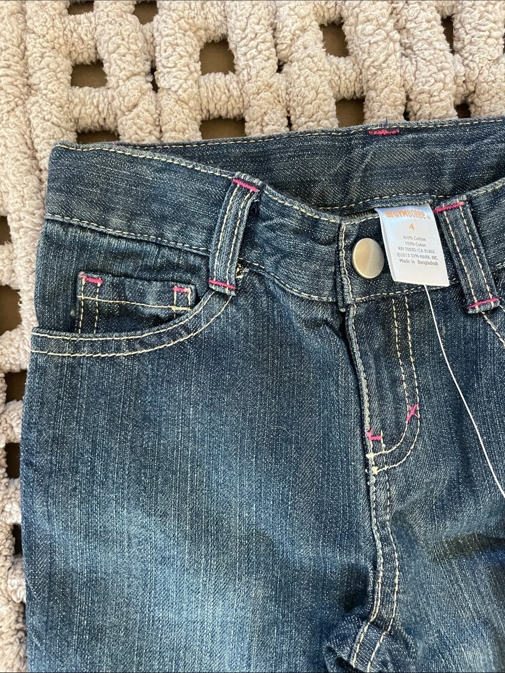 Gymboree Dark Blue Flare Jeans with Colorful Button Accents